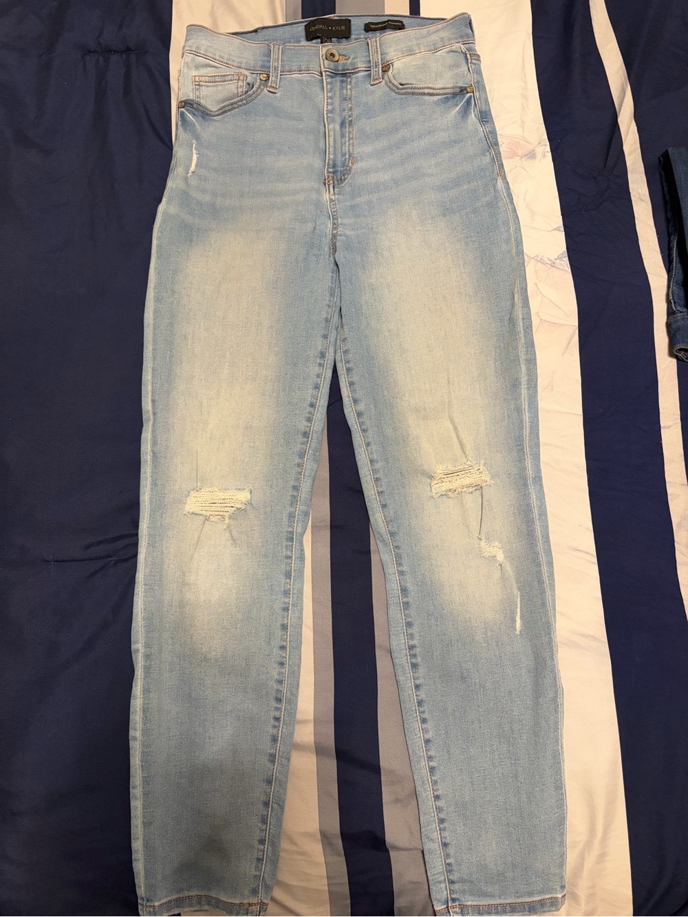 Kendall & Kylie Light Blue Straight Leg Distressed Jeans